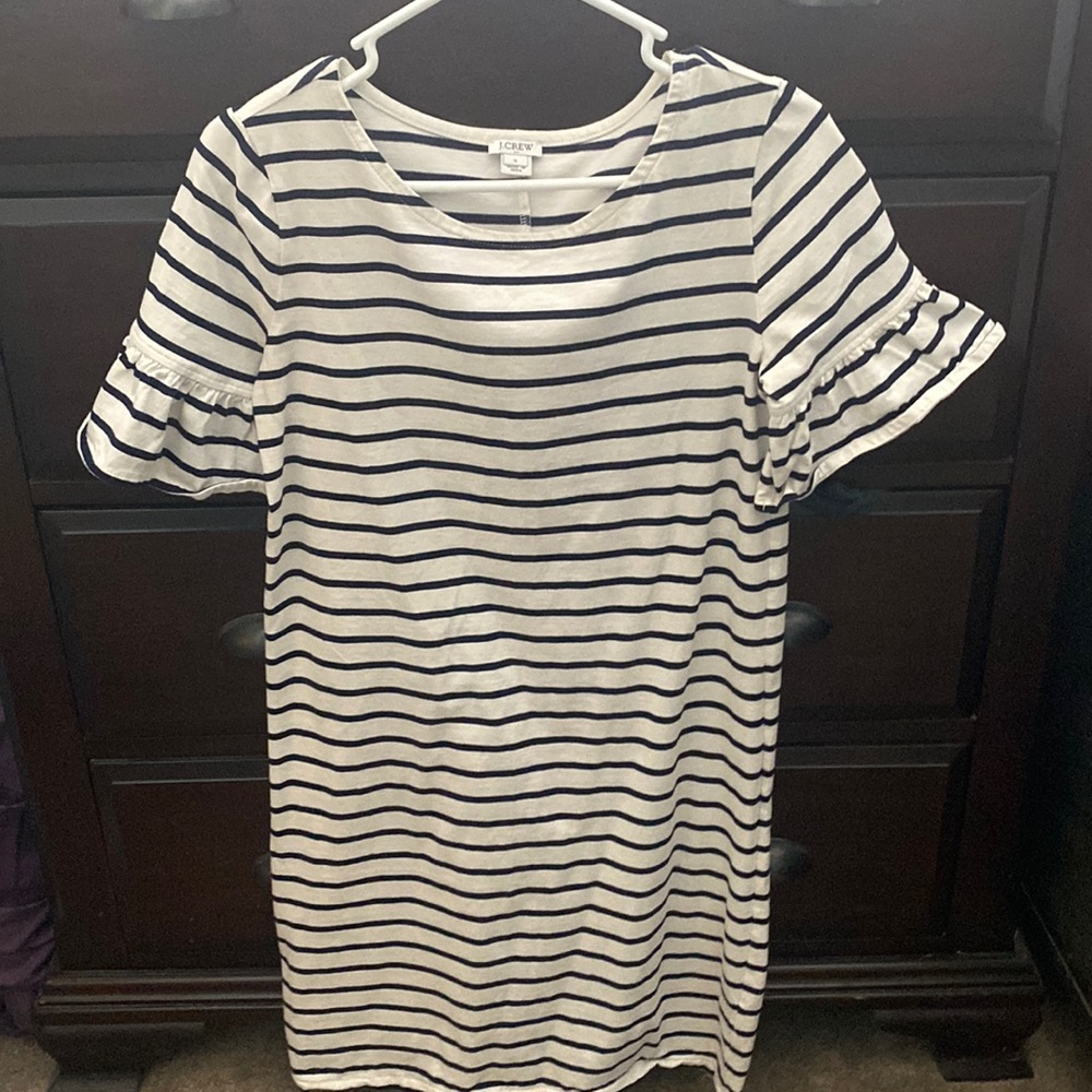 J.Crew Flutter Sleeve Blue Stripe Dress